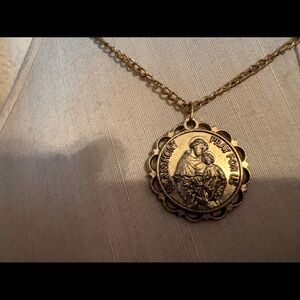Gold Pendant Necklace St Anthony necklace